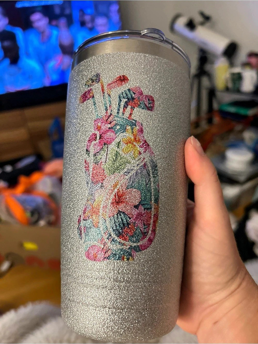 Golf themed Silver & Pink Tumbler